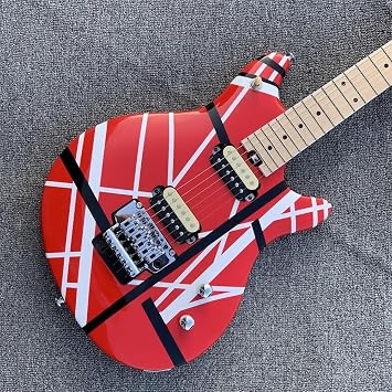 Custom Retro Electric Guitar - Red & White Stripes