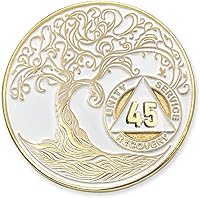 Vista 50 de Medallón AA de 5 años – Árbol de la Vida trenzado chapado en oro AA Chip de recuperación – morado