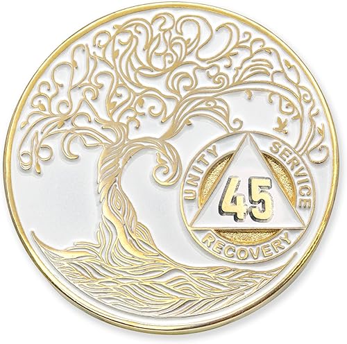 Miniatura 50 de Medallón/Ficha/Ficha de Recuperación AA Sobriety Mint de 2 Años, Árbol de la Vida Retorcido, Dorado - Negro