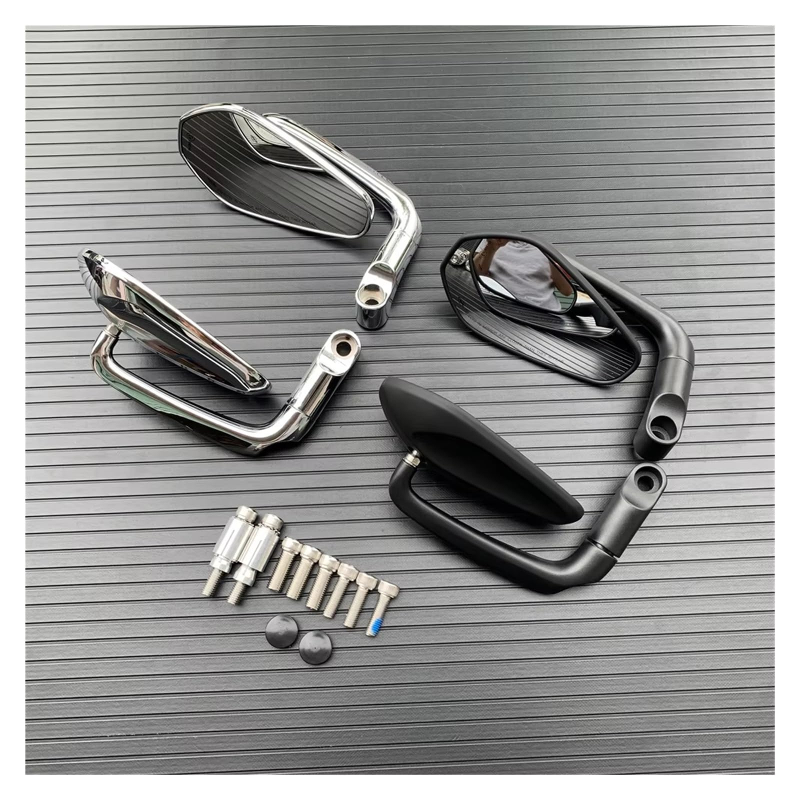 Espejos Moto Espejo Retrovisor De Manillar Ovalado Retro con Barra En L para Motocicleta para Bicicleta De Calle, Scooter, Cruiser Y Chopper Retrovisores Laterales(Black)