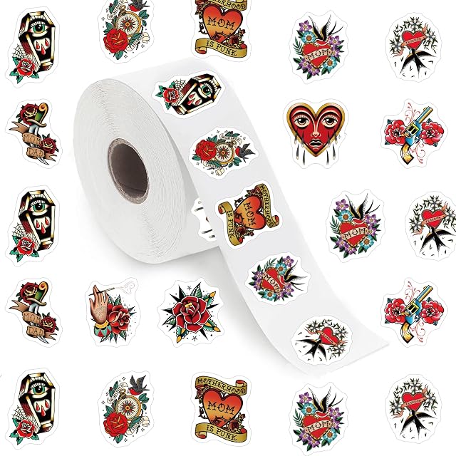 Old School Stickers (500 pcs), 10 Sheets Aesthetics Cartoon Decal Roll Self Adhesive Seals for Birthday Party Decoration Water Bottle Laptop Scrapbook Cards Envelope
