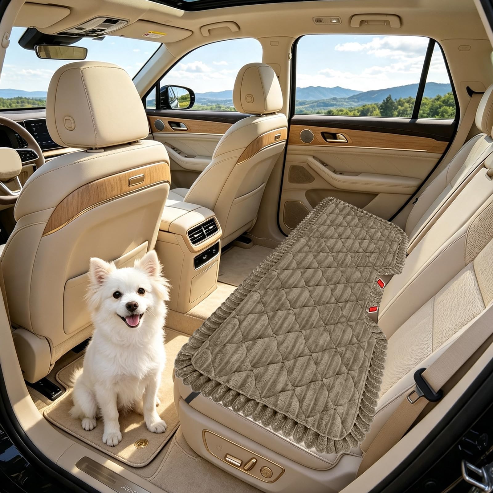SYLC Dog Bed for Car Back Seat, Non-Slip Car Seat Cushion Cover Soft Plush