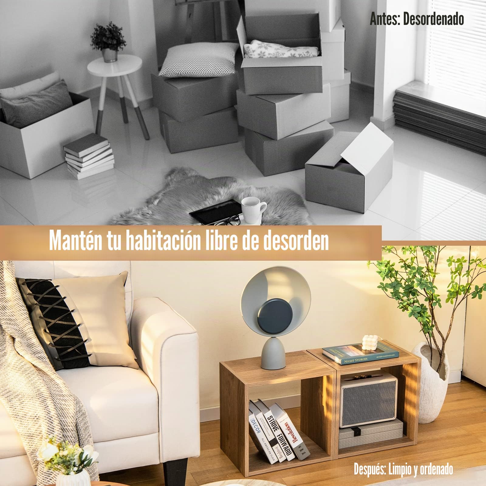 GOPLUS Juego de 2 organizadores de Almacenamiento Decorativos de Cubo, Cubos de Almacenamiento apilables estantes de Almacenamiento
