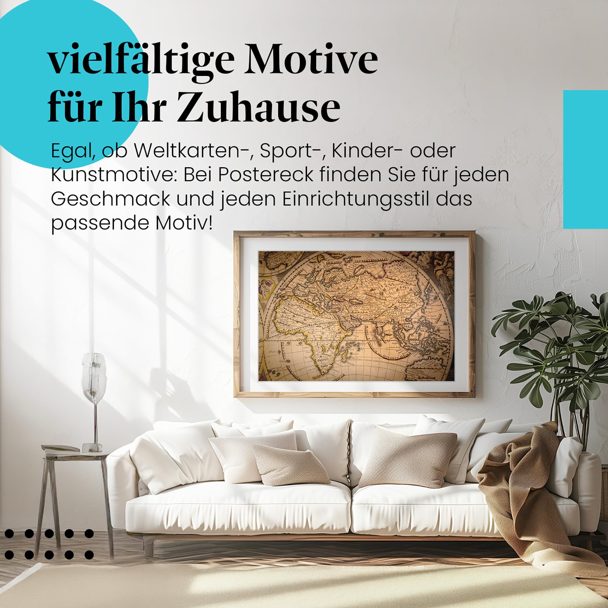 Postereck - 3336 - Landkarte, Rustikal Retro Alt Weltkarte Antik - Unterricht Klassenzimmer Schule Wandposter Fotoposter Bilder Wandbild Wandbilder - Leinwand - 100,0 cm x 75,0 cm