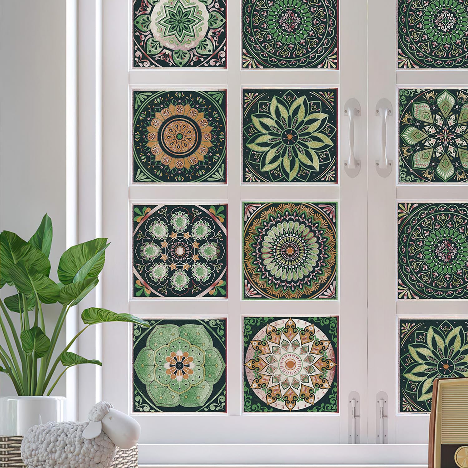 24PCS Tile Stickers Mandala Style Wall Decal Sticker Adhesive Tile Art DIY Kitchen Bathroom Backsplash Floor Home Decor PVC Waterproof Oil Proof - Image 8