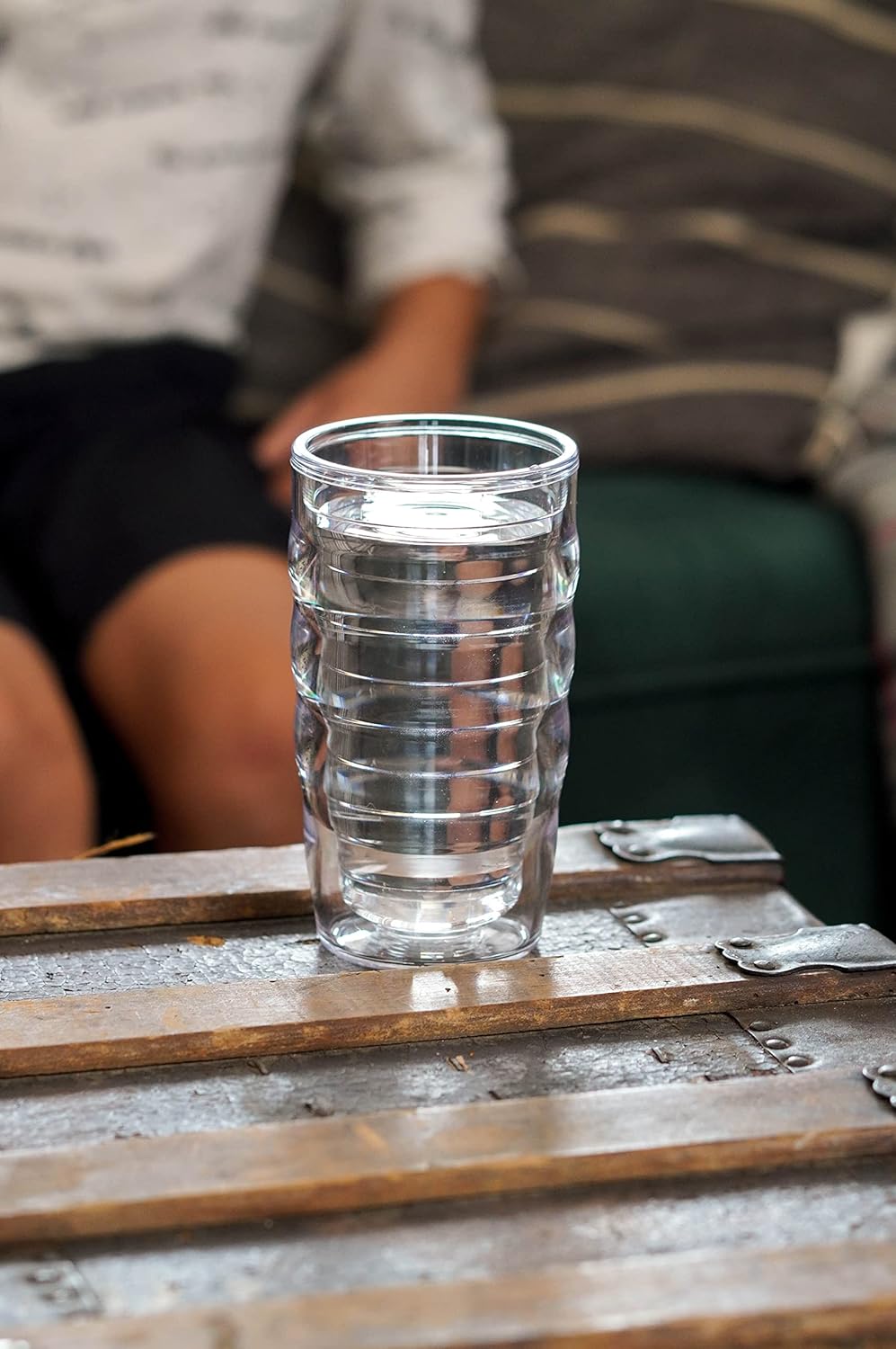 Tervis Clear & Colorful Lidded Made in USA Double Walled Insulated Tumbler Travel Cup Keeps Drinks Cold & Hot, 10oz Wavy, Red Lid - Image 2