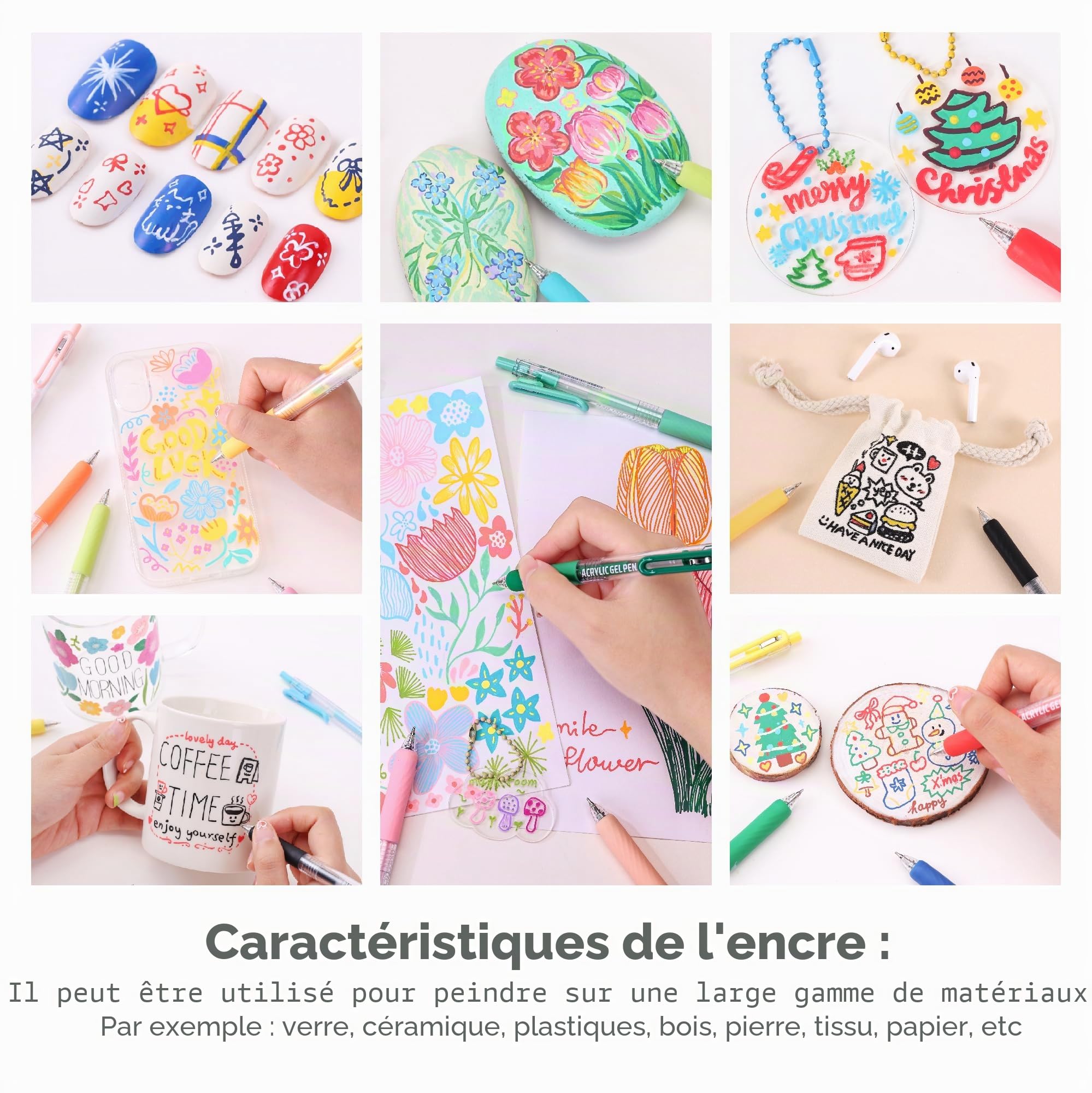 Languo Stylos Gel Acryliques Rétractables pour Coloriage, Ensemble de 36 Stylos de Peinture Acrylique à Cliquer avec Pointe de 0,7 mm, Stylos Gel Colorés pour Papier Noir, Roche, Verre, Tissu