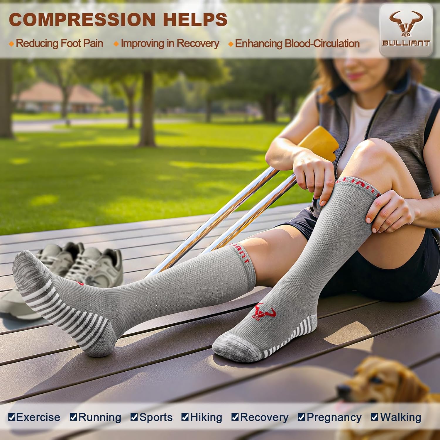 BULLIANT Men Compression Socks 3Pairs-Knee High Socks 15-20 Pressure Unise- Cushioned Sole Extra Wicking - Image 7