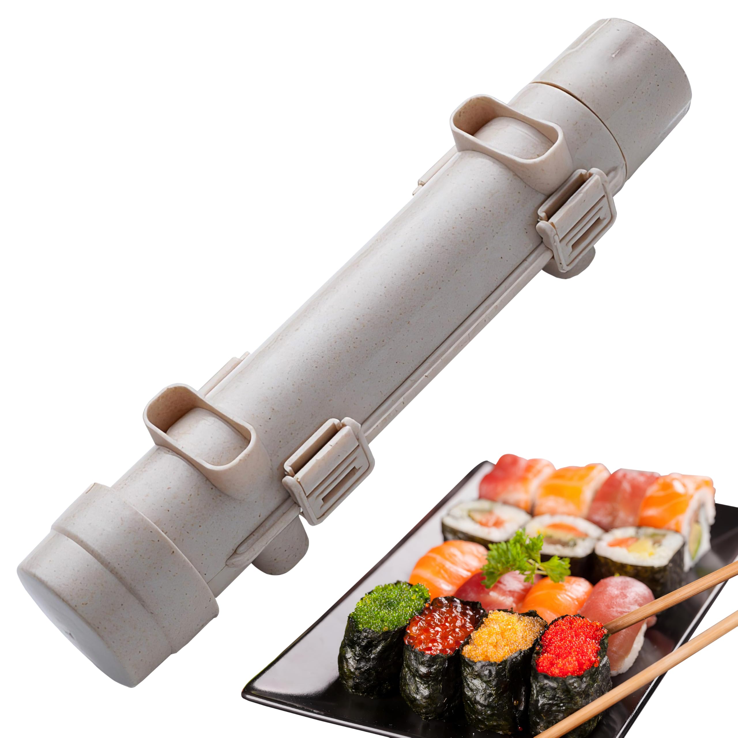 Máquina de sushi, bazuca de sushi de grado alimenticio, moldes de sushi, perfecto para manualidades de rodillo de sushi con arroz, verduras y carne. Juego de herramientas de sushi ideal para