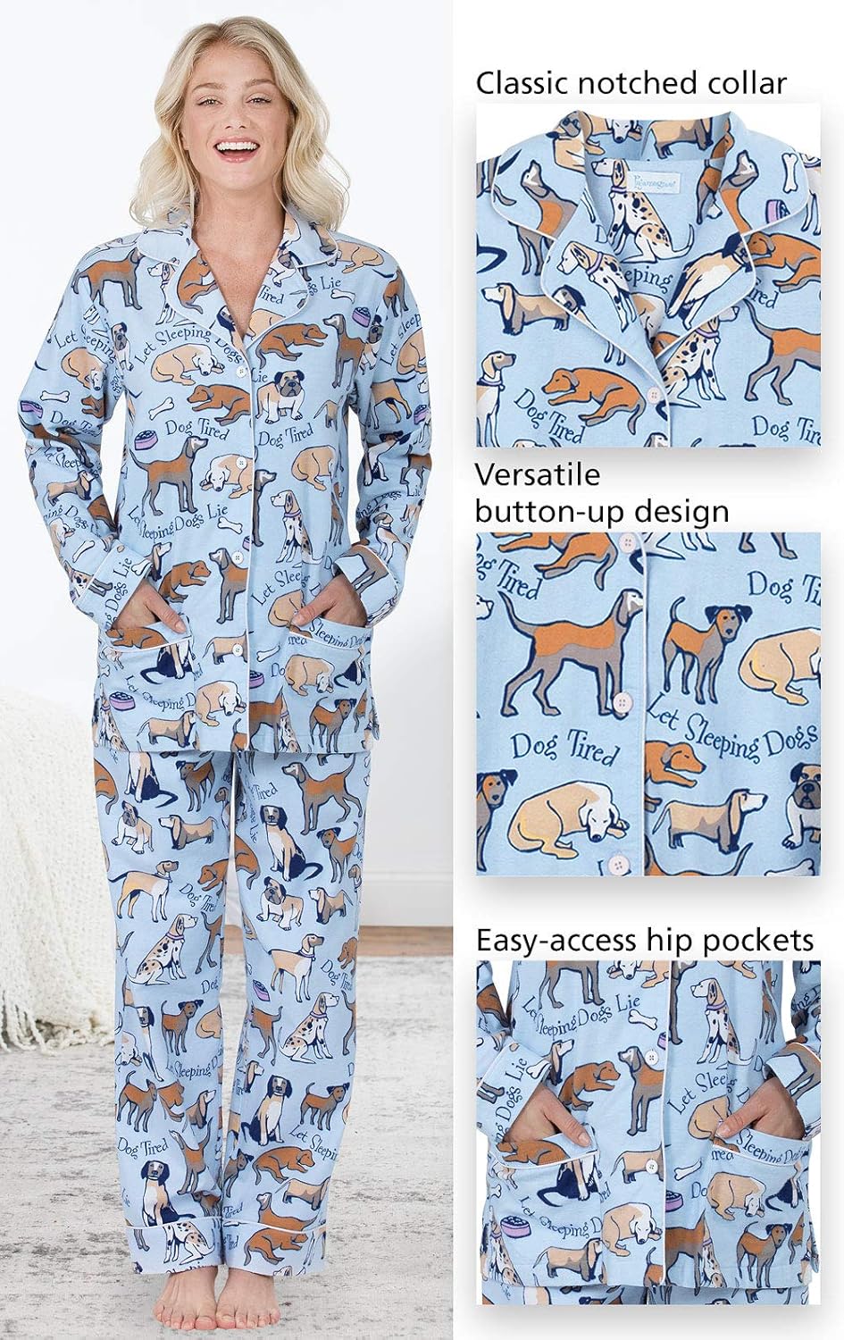 PajamaGram Flannel Pajamas Women - Women's Flannel Pajamas, Pet Lover at  Women’s Clothing store