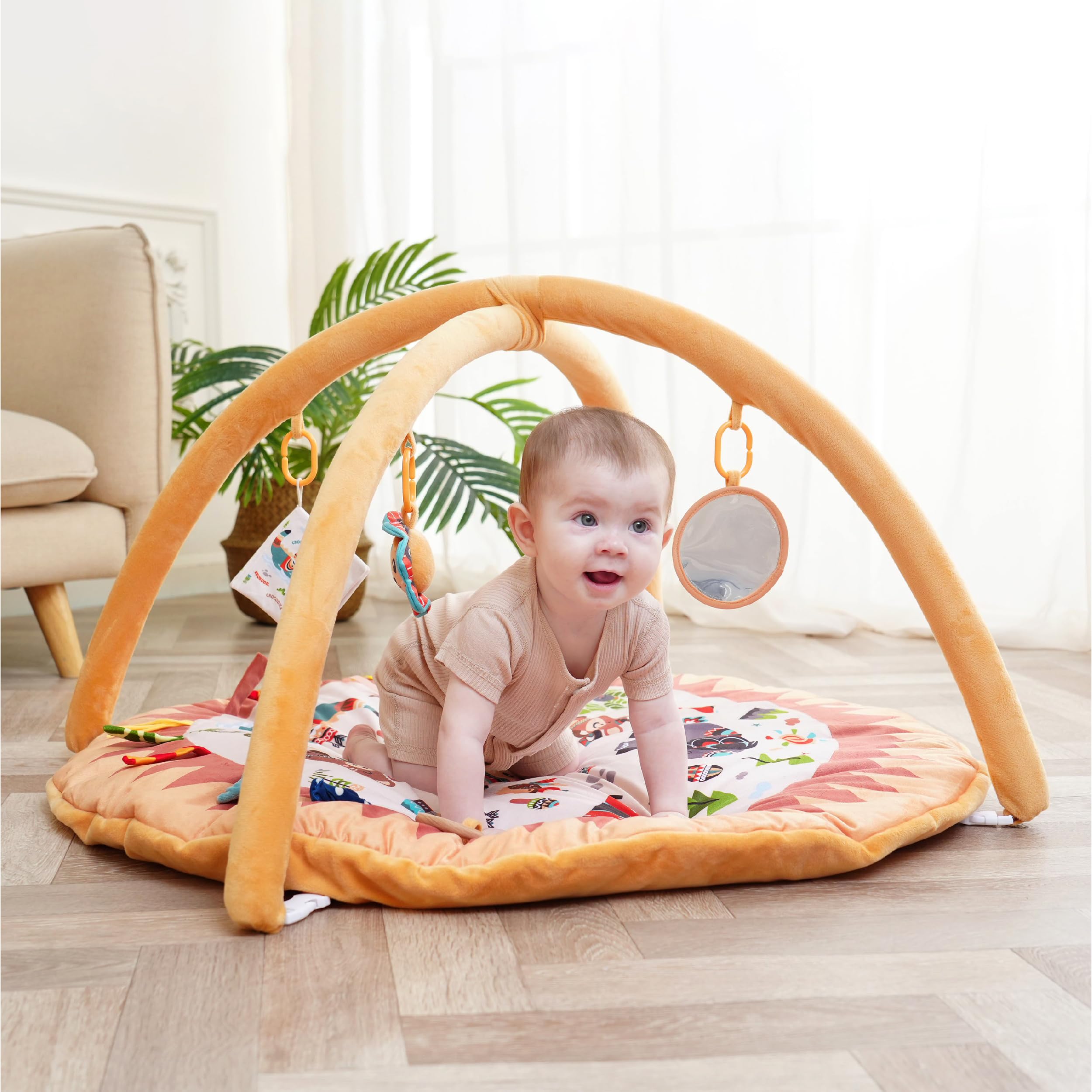 Tappetino Palestrina Montessori Neonato 0-12 Mesi con Archi | Tappeto Evolutivo per Neonati e Neonata | Tappeto Gioco Spesso e Confortevole | Palestra Sensoriale per l’Infanzia | Tappetino Educativo