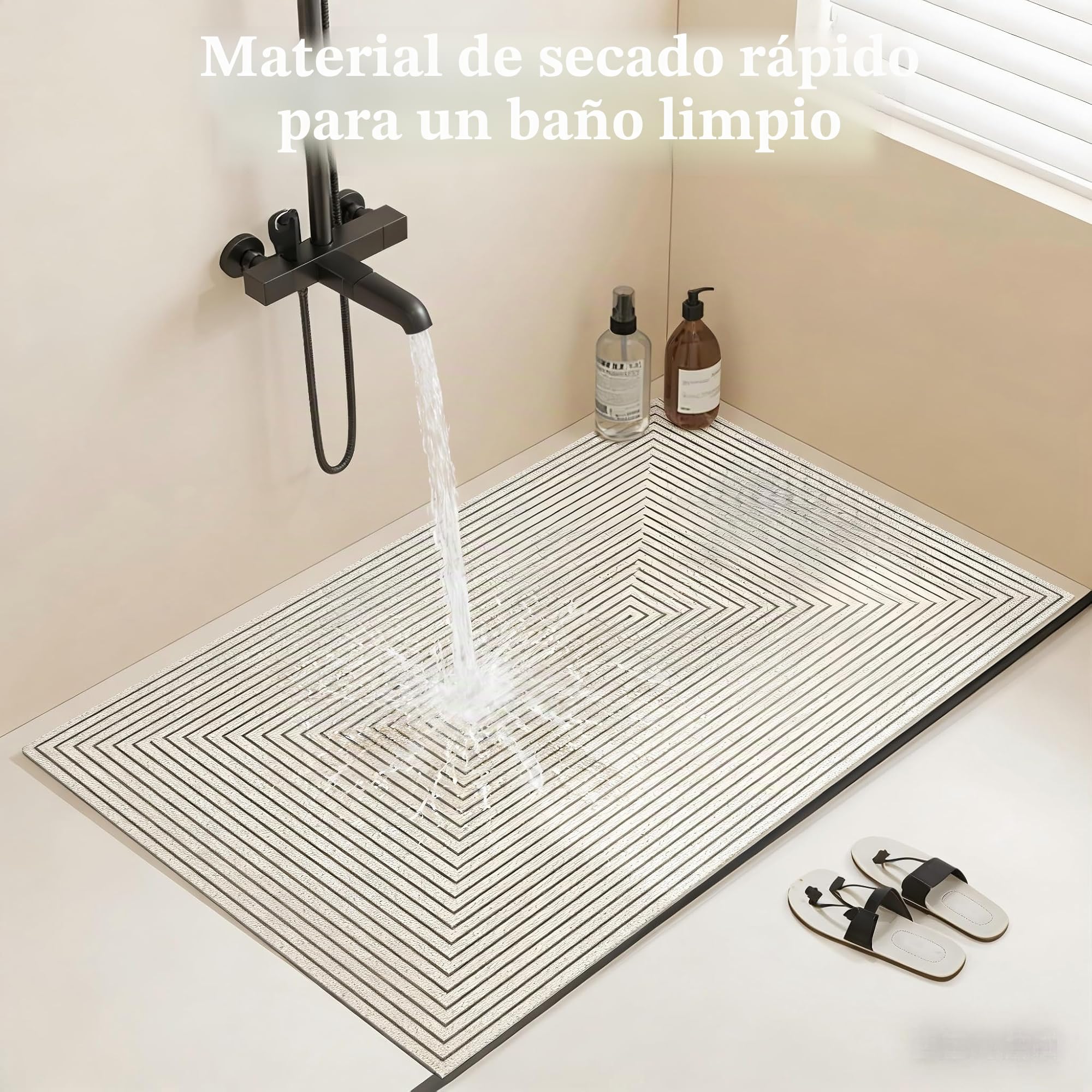 Alfombrilla antideslizante para ducha (60 x 90 cm, con orificios de drenaje, secado rápido, de PVC, para bañera y zonas húmedas)