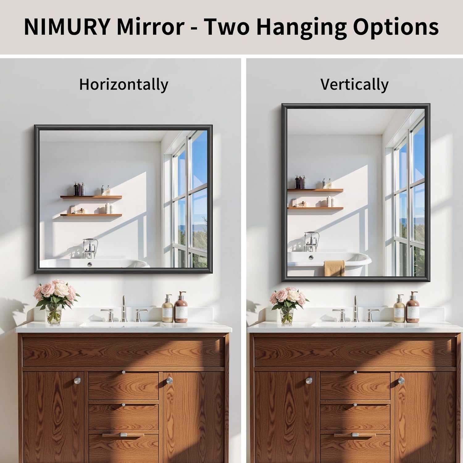 Black Bathroom Mirror, 30x36 Inch Black Wall Mirror with Raised Aluminum Frame, Shatterproof Tempered Glass, Modern Vanity Mirror for Over Sink, Bedroom, Living Room and Entryway