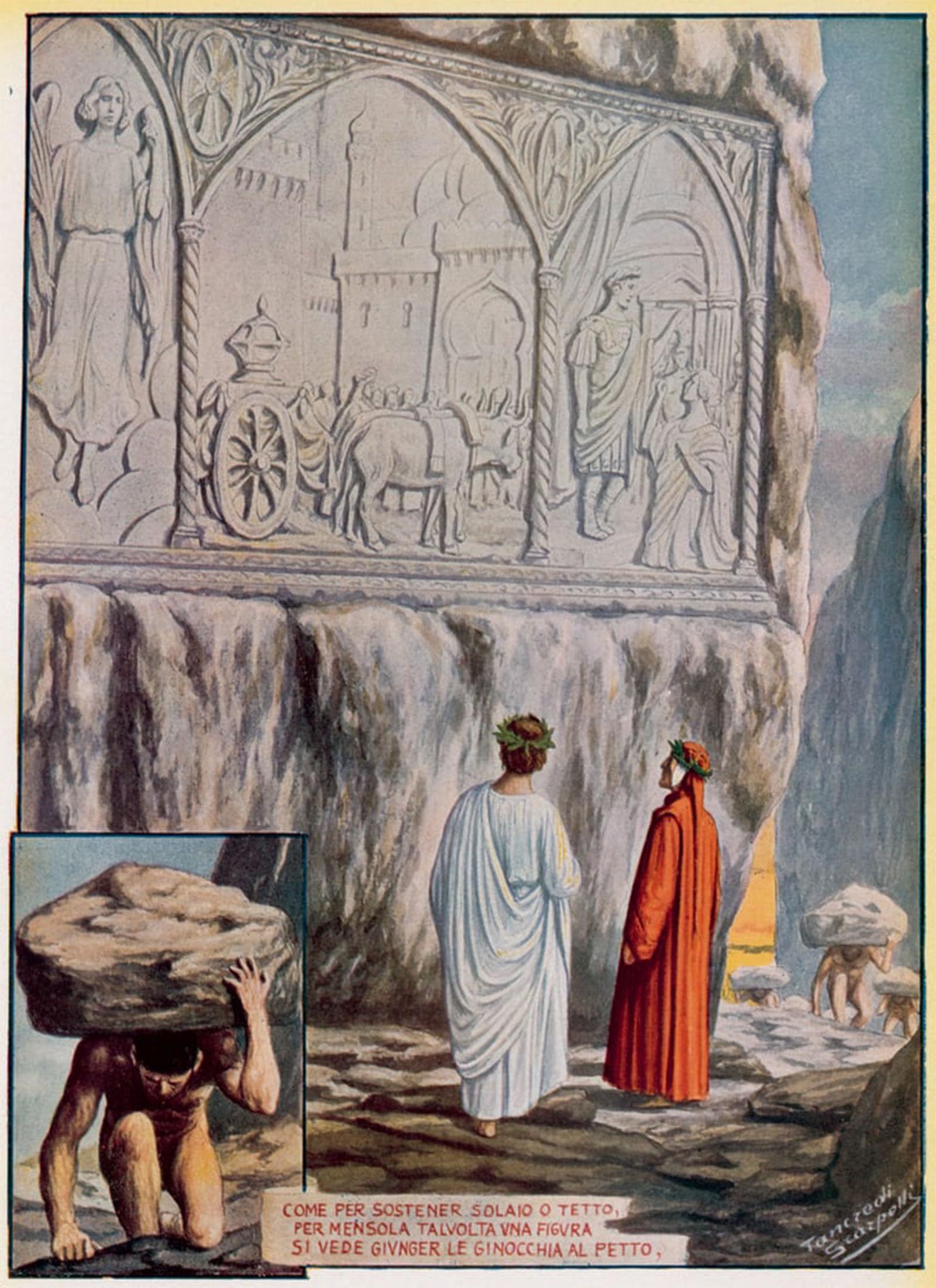 ARTXLXXBN Famous Painting Art Wall Decor Abstract Art Picture Illustration for Dante's Divine Comedy by Tancredi Scarpelli Animal Pictures for Home Decor 60x90cm