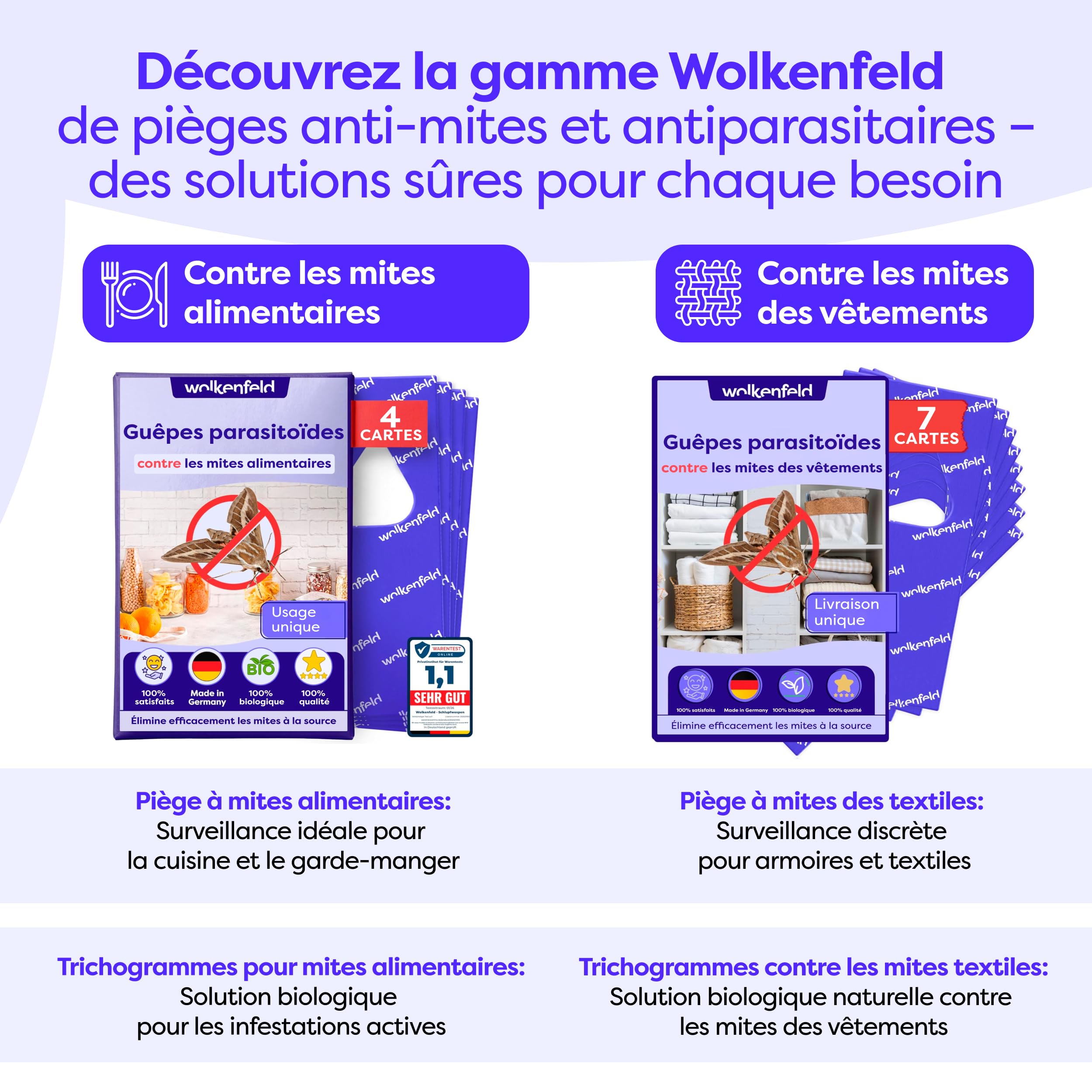 Wolkenfeld Piège à Mites Alimentaires x10 – Anti Mites Alimentaires Phéromone – 10 Pièges – Made in Germany