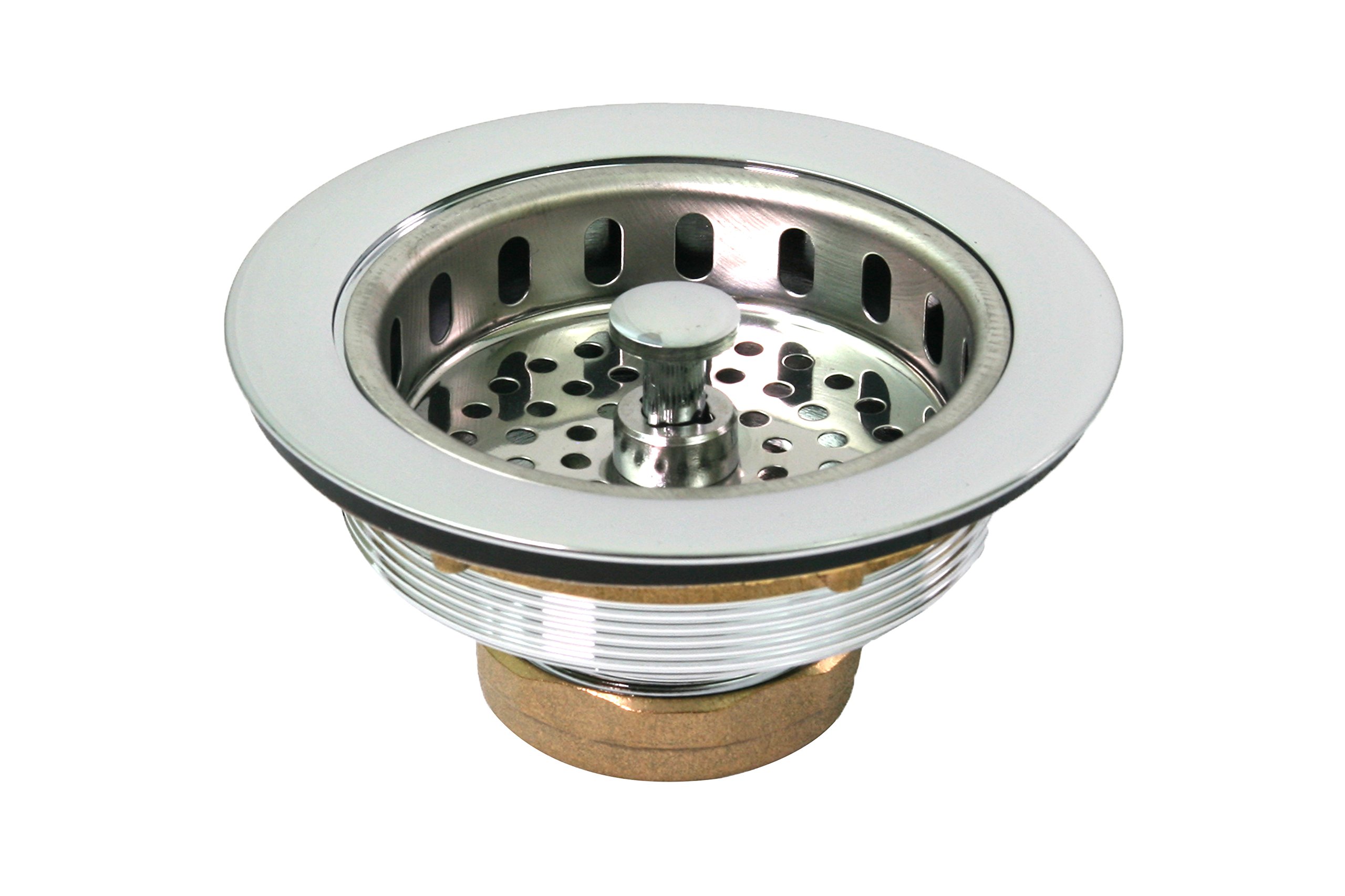 Highcraft 9734 Heavy Duty Kitchen Sink (3-1/2 Inch) Stainless Steel Drain Assembly with Strainer Basket Kohler Style Stopper