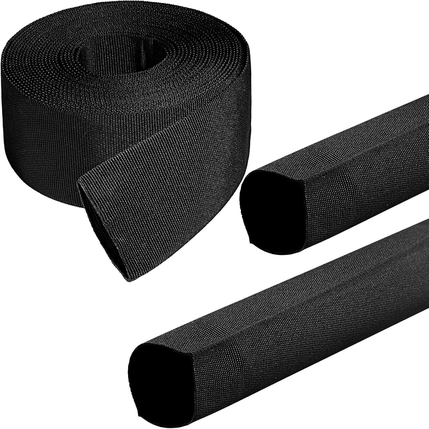 27 FT Nylon Protective Hose Sleeve 1.5" ID Cable Sleeve Torch Hydraulic Hose Protector Cutting Wire Hose Cover Management Wrap for Cord Tig Welding, Black 1.5" x 27 Feet
