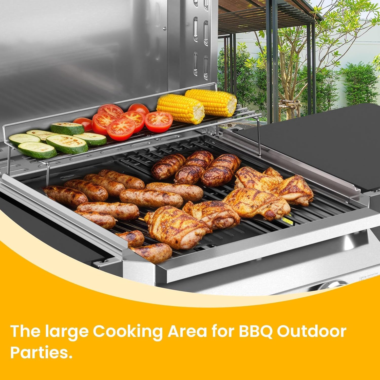 Cowsar Barbacoa de gas de dos quemadores de alta calidad, barbacoa portátil de propano, 16,000 BTU, estantes de doble cara de acero inoxidable 304, barbacoa compacta al aire libre, patio, camping y