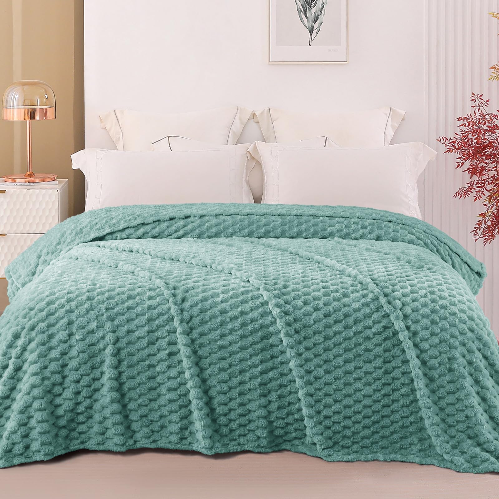 Exclusivo Mezcla Fleece Double Size Blanket for Bed Large Fuzzy Celadon Bed Blankets - Image 2