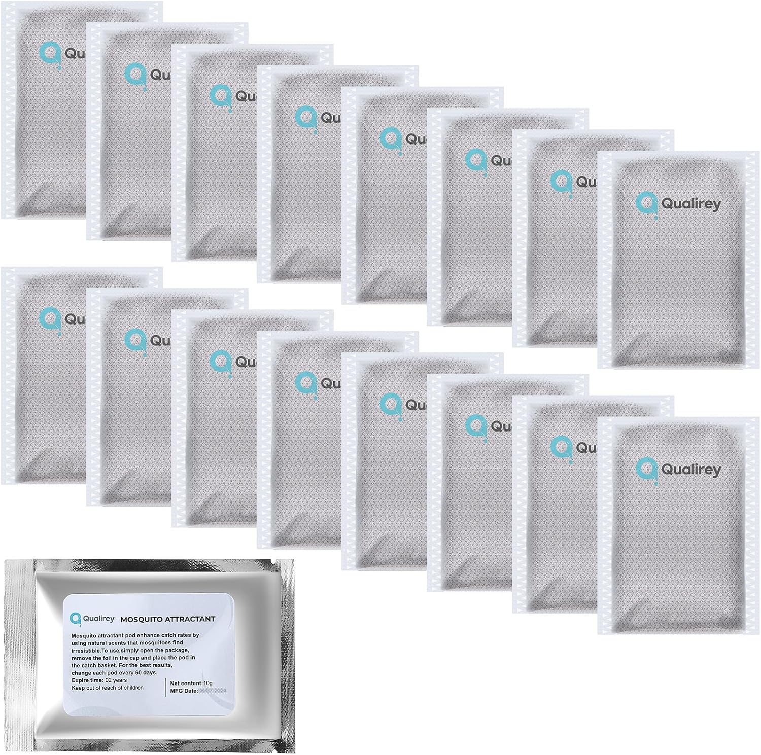 Qualirey 16 Pack Mosquito Attractant in Bulk, Lure for Bug Zapper Bait Refill Compatible with All Mosquito Trap Enhances Catch Rates for Indoor Outdoor Traps, Safe and Long Lasting