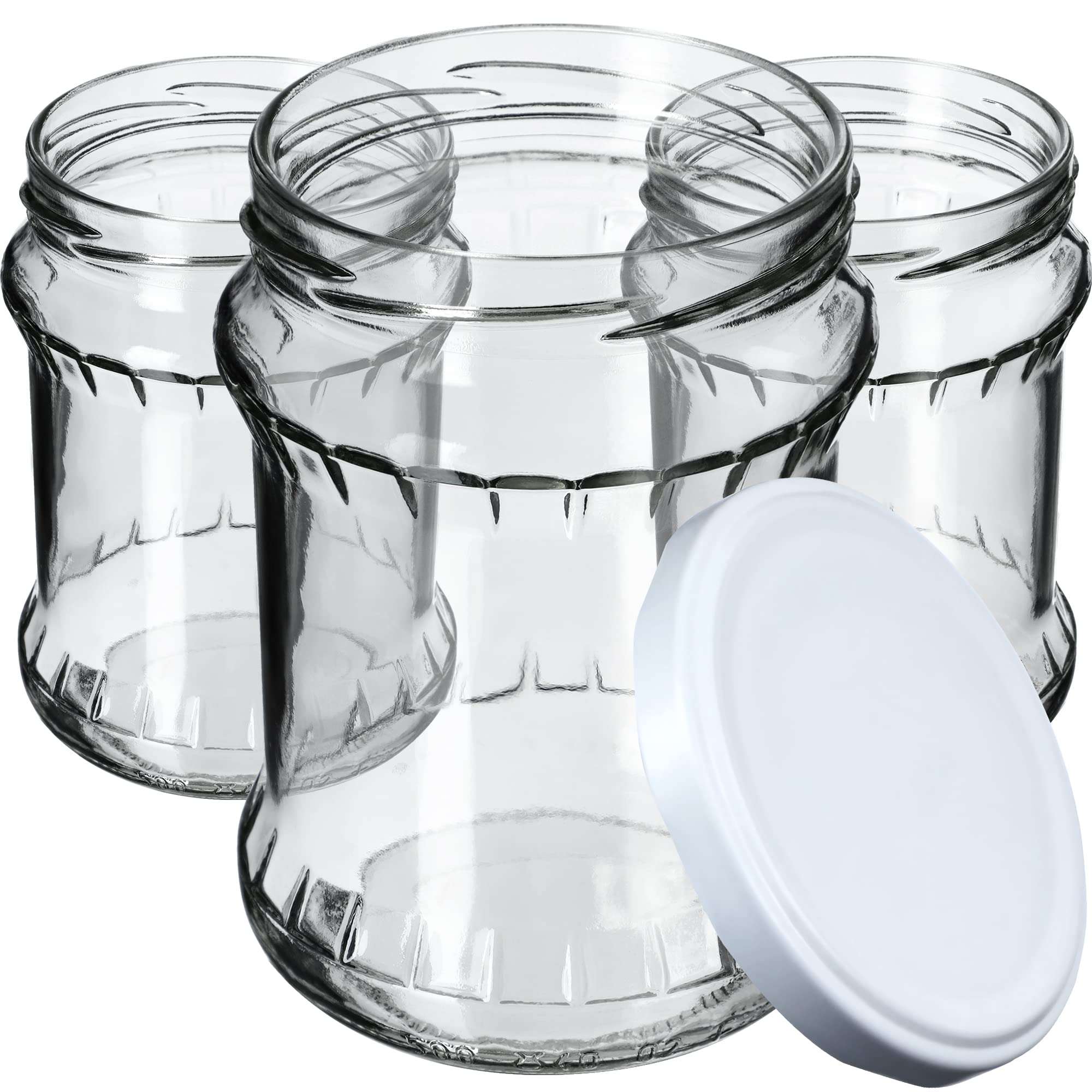KADAX Tarros de conservas de 500 ml, tarros de almacenamiento con tapa de rosca, tarros de conserva, tarros de conserva, tarros redondos (blanco, 24 unidades)