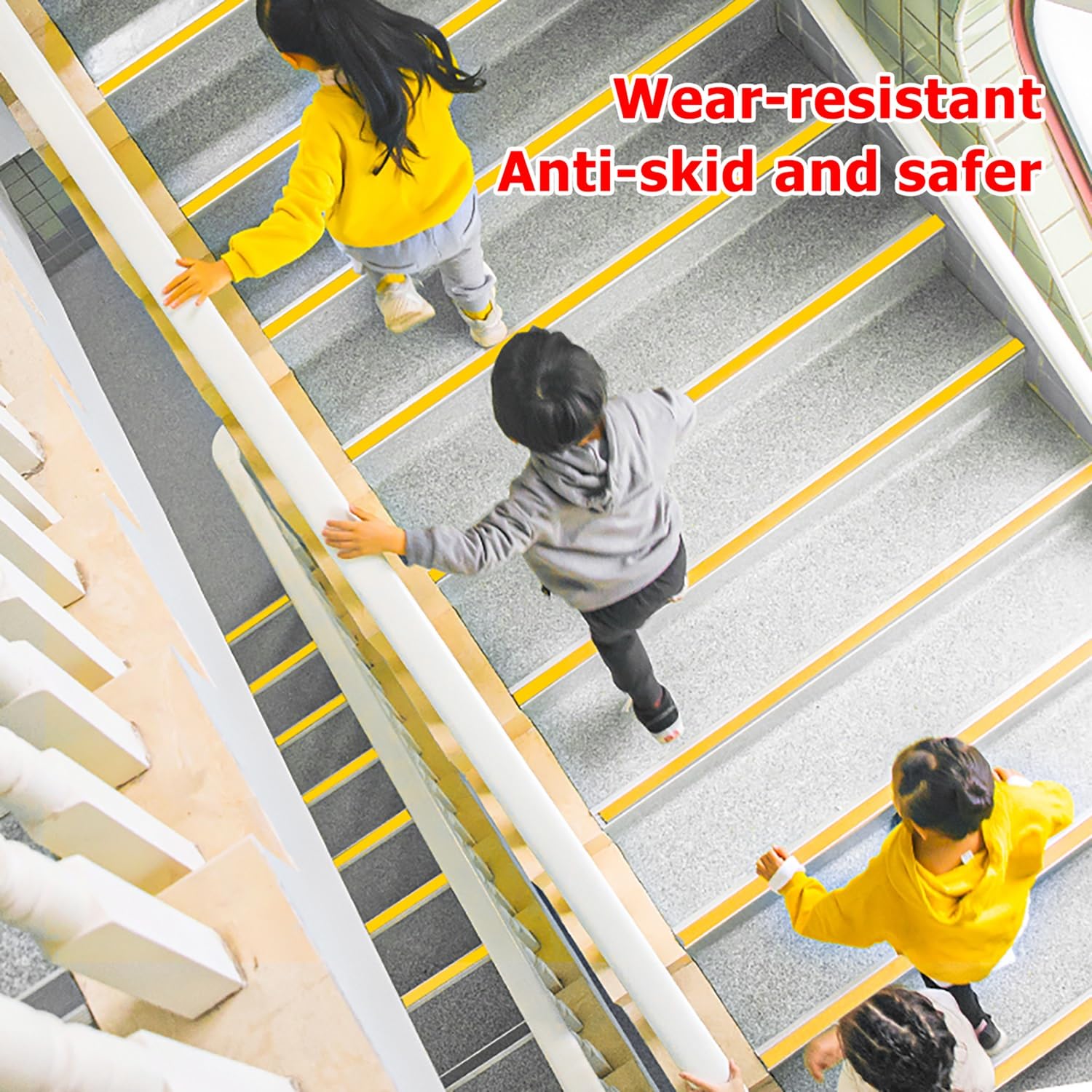 Antideslizante De Borde Escalonado, tira de umbral de escalera de protección de esquina en forma de L, Cinta De Seguridad Autoadhesiva Antideslizante, para escalera(5m)