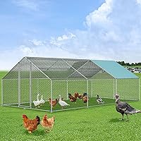 Vipbear Large Metal Chicken Coop Run 236x118x77in for 30-40 Chickens - Heavy Duty, Waterproof Cover, Predator-Proof Lock