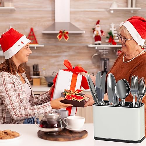 Miniatura 2 de Soporte para utensilios de cocina para encimera, organizador de acero inoxidable, 4 compartimentos, organizador de cubiertos de cocina, organizador