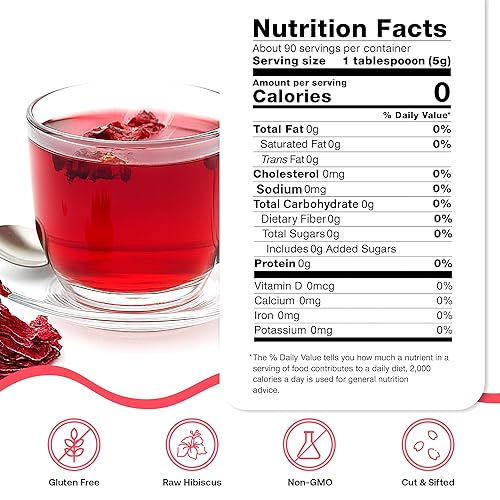Miniatura 2 de Quay Naturals Flores de hibisco orgánicas de 8 onzas, flor de Jamaica natural, roselle cortado y tamizado para tés, batidos y hornear, sin OMG,