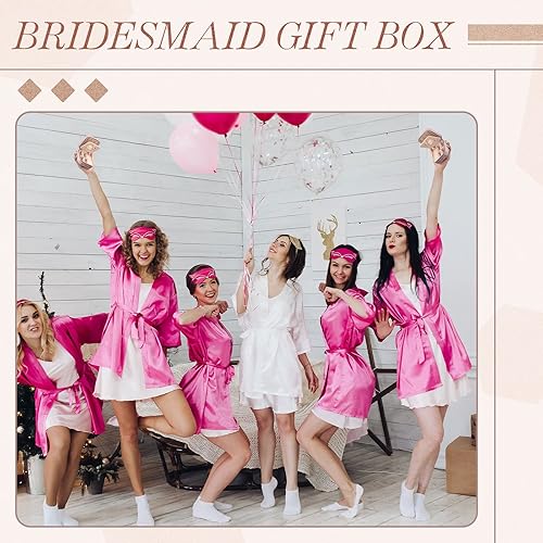 Miniatura 5 de Yinkin Joyero de viaje portátil de 6 piezas, caja de regalo de dama de honor, joyero de terciopelo, pequeño organizador de joyas de viaje, mini