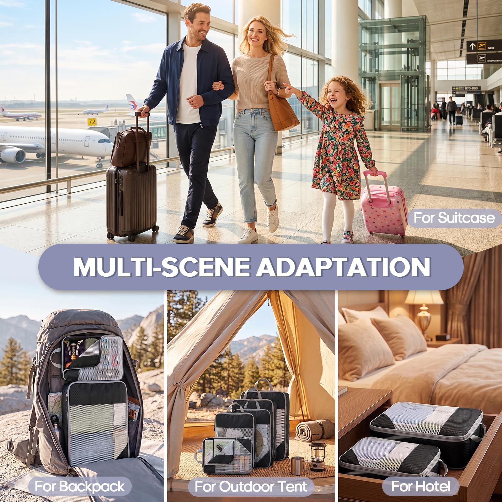 Sutinban 7er-Set Kompressions-Verpackungswürfel für Reisen