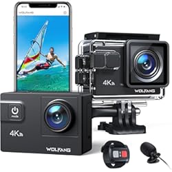Gopro 11 Pris WOLFANG Cámara Deportiva WiFi 4K 60FPS GA300, Videocámara 8xZoom 24MP, Cámara Acuática Sumergible 40M con Micrófono Dual, 170° Gran Angular, EIS Mejorado, 2.4G Control Remoto, 2x1350mAh Baterías