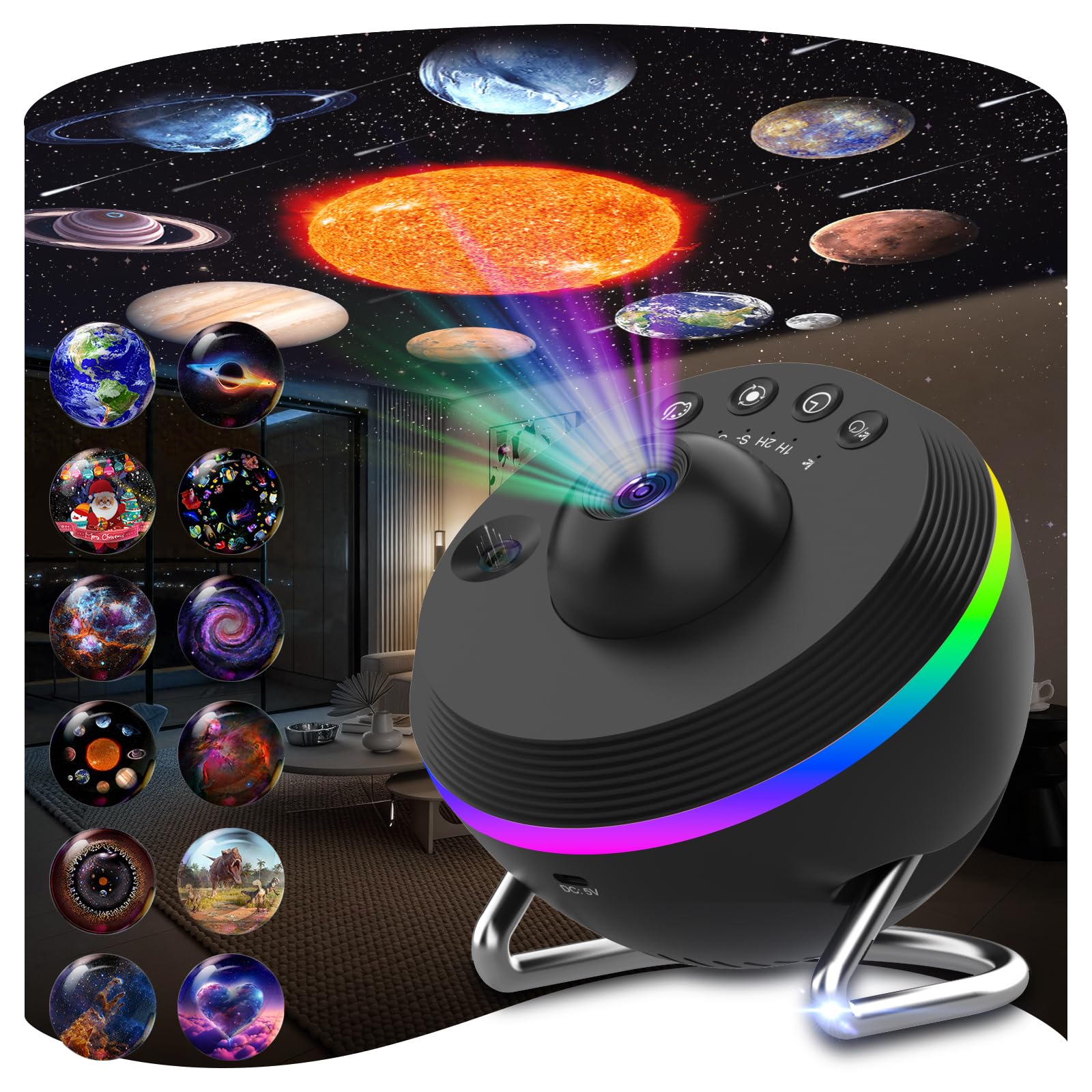 Galaxy Projector, 13 in 1 HD Planetarium Star Projector for Bedroom, Kids' Star Light with Meteor Effects and Timer