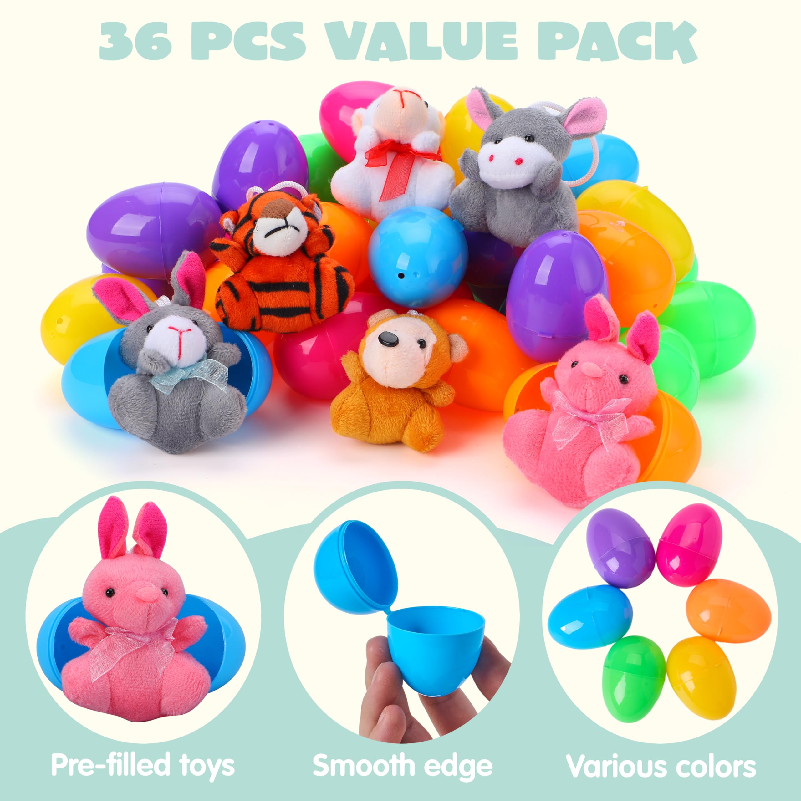 Bluelves Uova di Pasqua, 36 Pezzi Uova Plastica da Riempire,Uova Sorpresa, Uovo di Pasqua Piccolo per la Caccia alle Uova di Pasqua per riempire i cestini di Pasqua per i Bambini