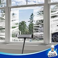 Vista 7 de MR.SIGA Escobilla de goma profesional 2 en 1 para limpiar y lavar, limpiador de cuchillas de goma con asa, color negro