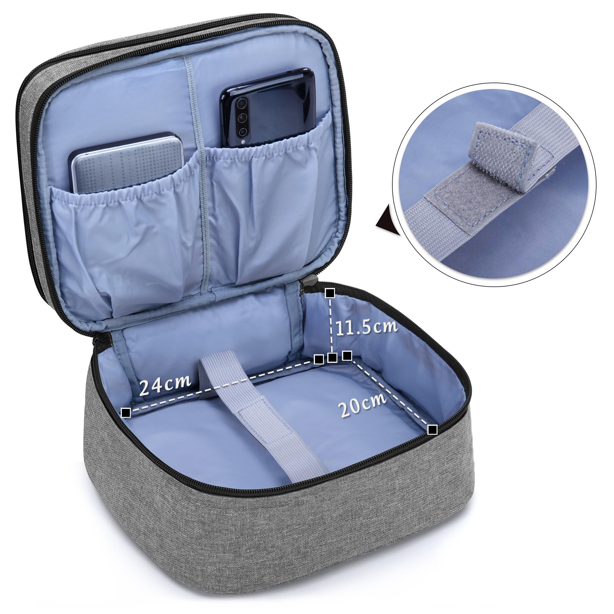 Luxja Beamertasche für Mini Beamer, Projektor Tasche Kompatibel mit APEMAN, QKK, DR.Q und Andere Mini- Beamer und Zubehör, 23 cm x 19 cm x 10 cm, Grau