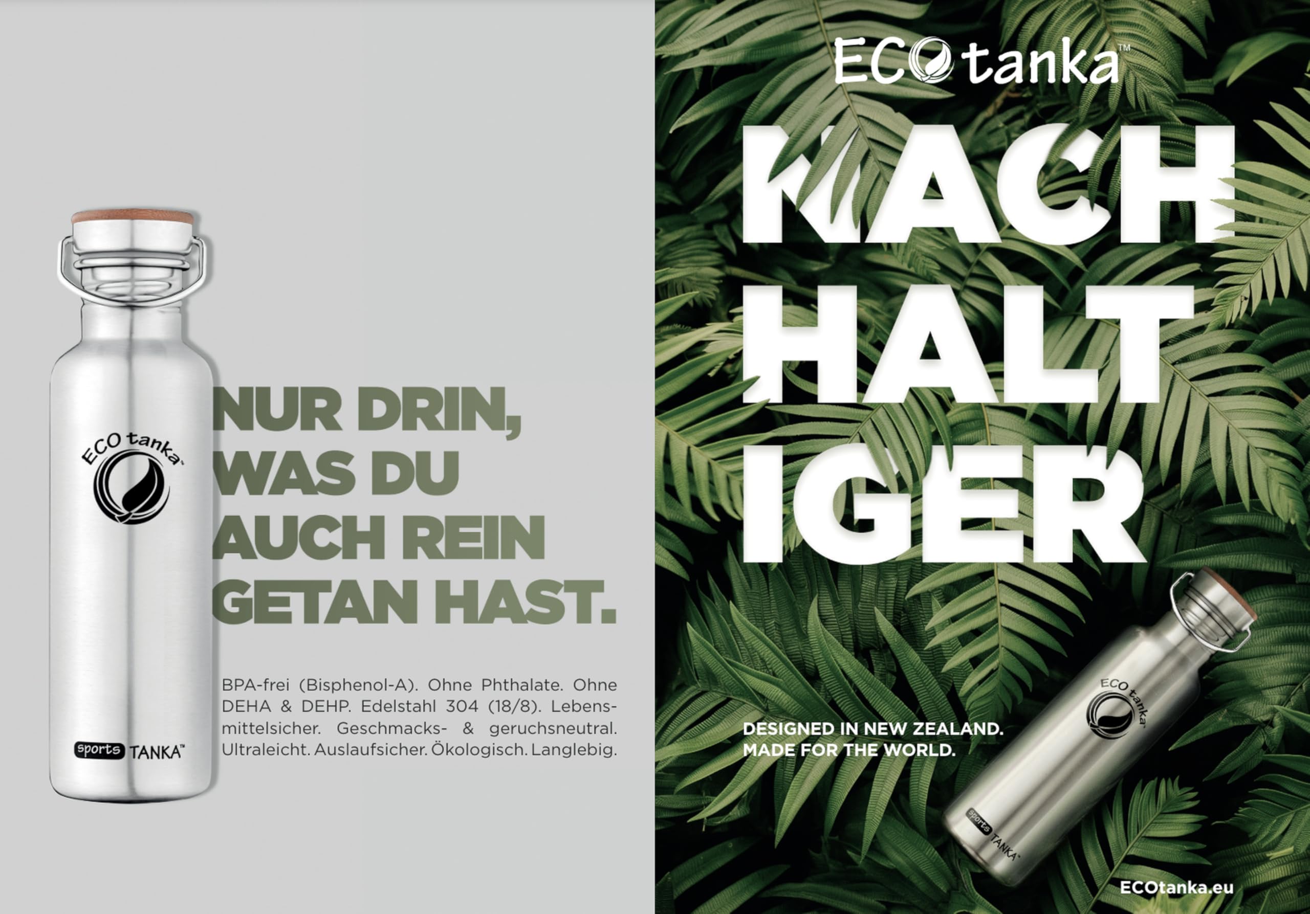 ECOtanka 0,8L Edelstahl thermoTANKA™ Thermo-Trinkflasche | Doppelwandig, Vakuumisoliert | Hält Getränke >8 Std. heiß/kalt | Perfekt für Tee, Kaffee, Glühwein, Punsch | Ideal für Freizeit und Sport