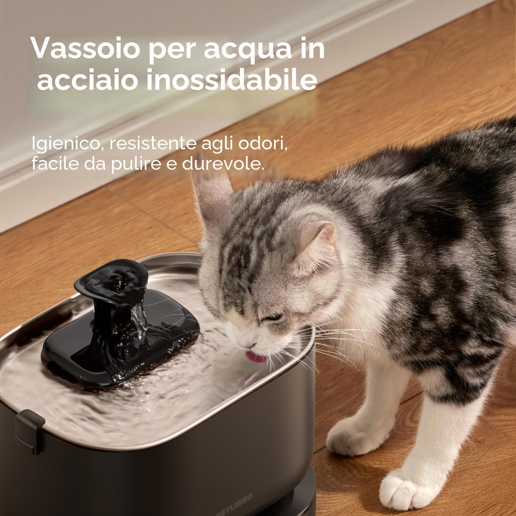 PETLIBRO Fontana per gatti senza fili con sensore di movimento, facile pulizia, n°1 Dockstream per gatti, senza fili, con batteria da 5000 mAh, 23 dB ultraleggera, senza BPA, 2 pompe