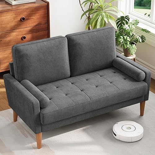 Miniatura 10 de Vesgantti Sofá de dos plazas con patas de madera maciza, sofás pequeños de 48 pulgadas para espacios pequeños, asiento de dos plazas para sala de