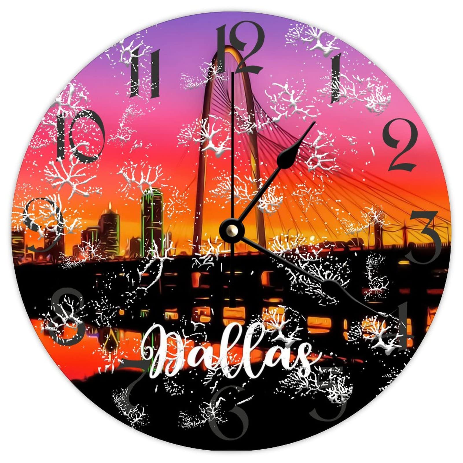 Horloge murale ronde en bois à quartz, grande pendule de cuisine 38 cm rustique
