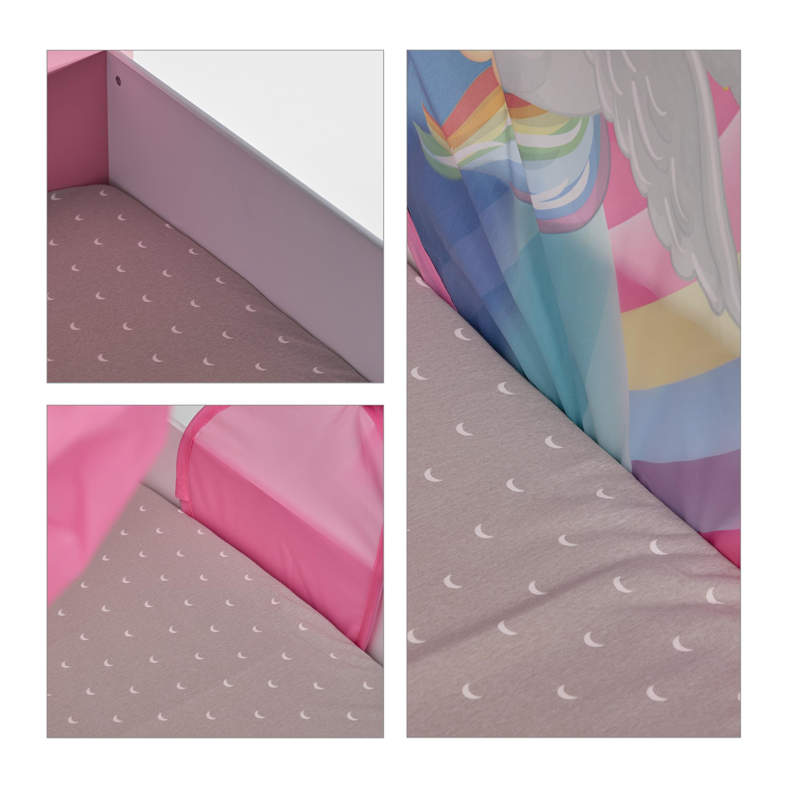 Relaxdays Tenda da Letto per Bambini, 220 x 79 cm, Cupola da Gioco, Funzione Pop-Up, Rifugio per la Cameretta, Unicorno