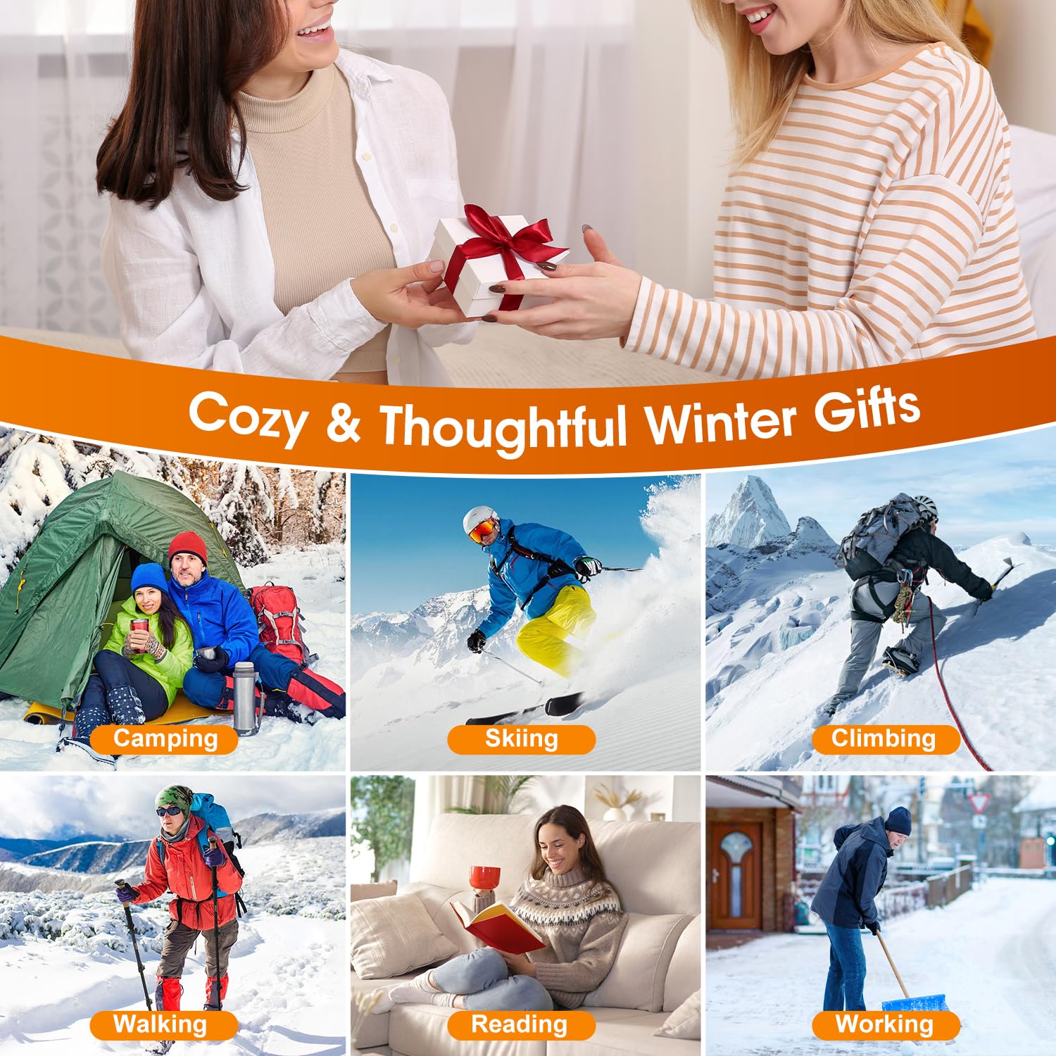 Hand Warmers Rechargeable 2 Pack, 6000mAh UL Certified Safe Electric Hand Warmers with 3-Temp Display, Ultra-Slim Portable Pocket Heater, Outdoor/Hunting Essentials, Gifts for Christmas Men & Women