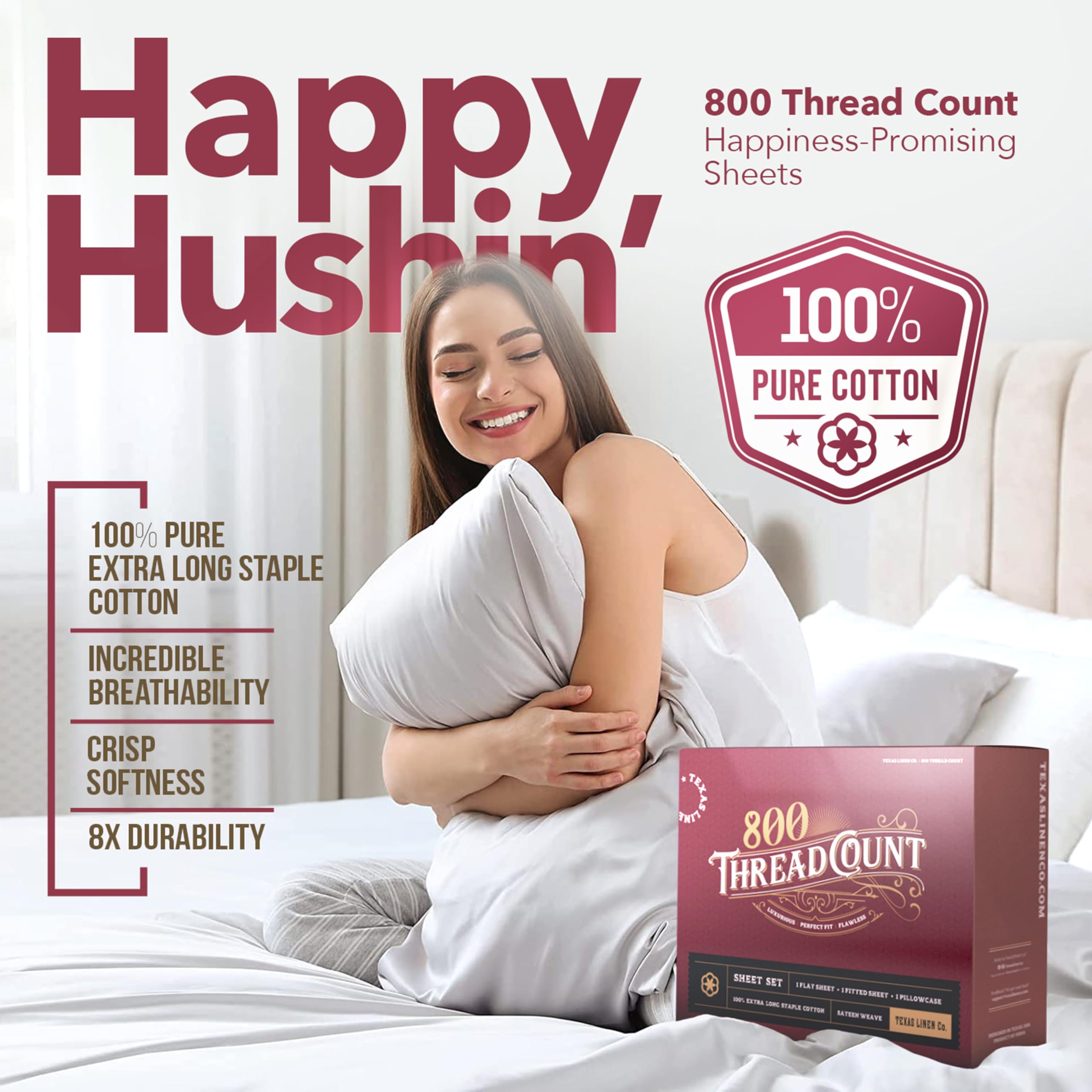 TEXAS LINEN CO. Egyptian Cotton Queen Sheet Set, 800 Thread Count 4 PC Taupe Egyptian Cotton Sheets for Queen Size Bed, Extra Long Staple Cooling Sheets, Luxury Hotel Sheet, Deep Pocket