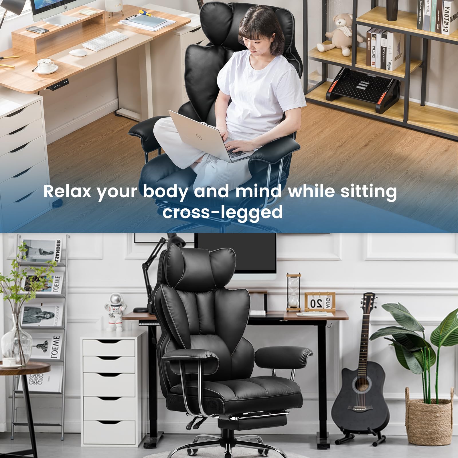 GTPLAYER Sedia Gaming Ergonomica Sedia da Gaming Reclinabile Sedia Ufficio con Poggiapiedi Sedia Gamer Schienale Regolabile per Lavoro e Gioco Nero