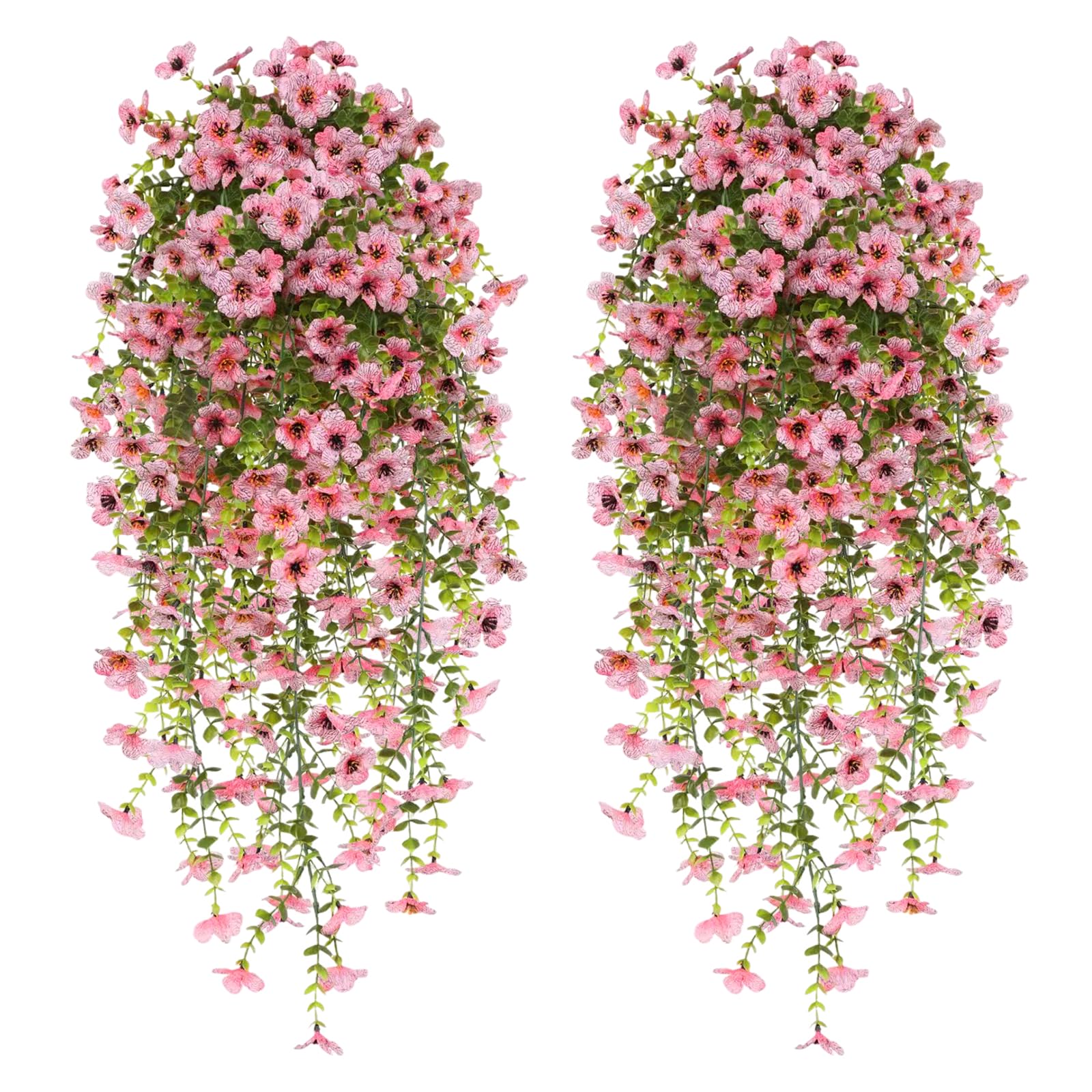 CONNECTION 4 PCS Artificial Hanging Flowers Outdoor 77cm Artificial Trailing Flowers UV-Resistant Fake Plastic Flower Trailing Plants for Indoor Garden Yard Wedding Celebration Decoration (Pink)