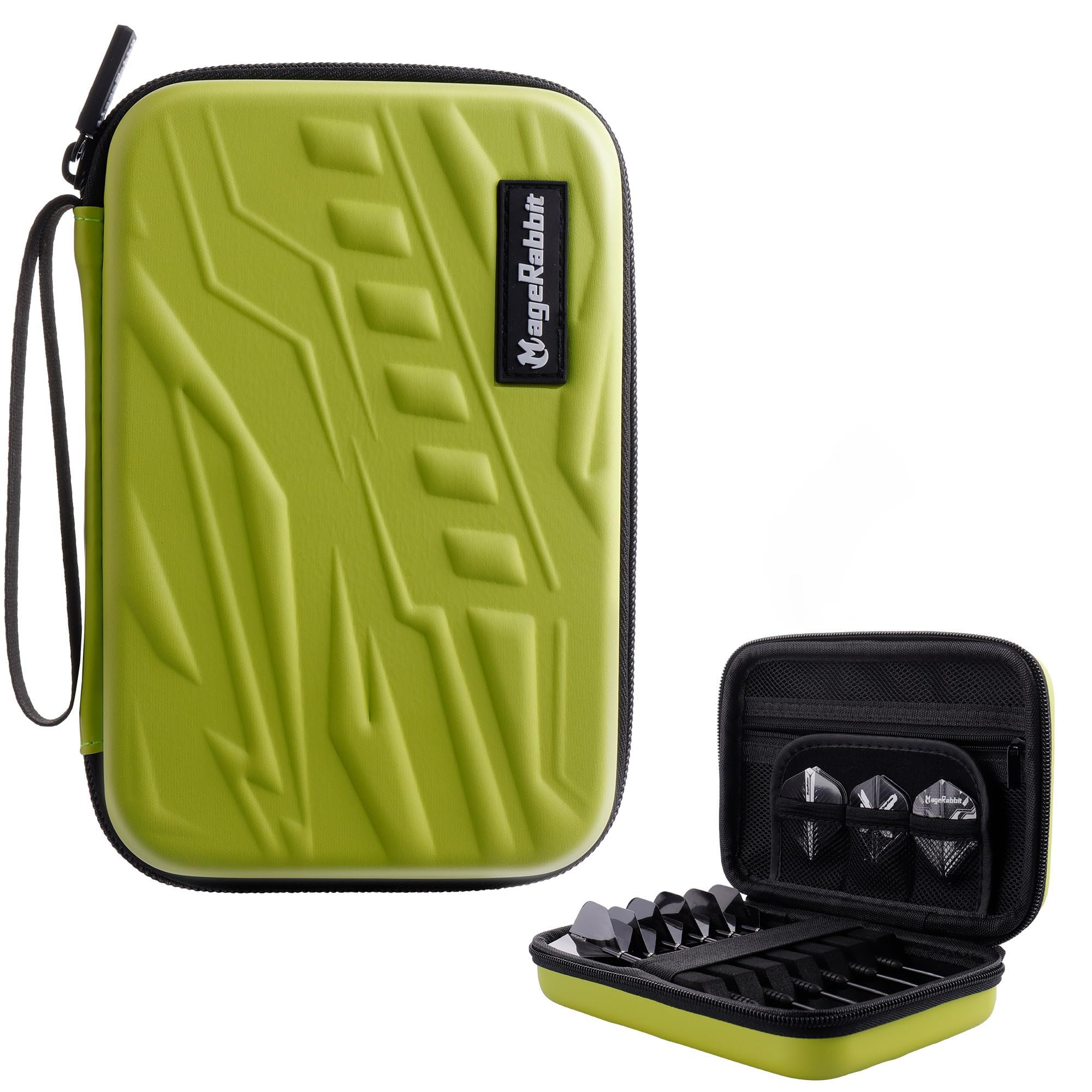 MageRabbit Dart Case for Steel/Soft Darts, Holds 6 Darts and Accessories, Protective EVA Material, Wallet Style Carrying Case (Green)