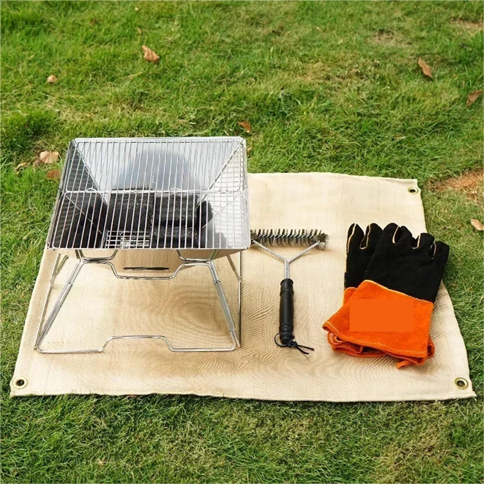 Manta ignífuga de fibra vidrio for acampar al aire libre, picnic, barbacoa, aislamiento, manta alta temperatura(Silicone-XL-105X60cm)