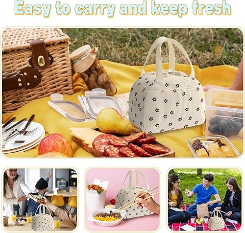 Miniatura 7 de Lonchera portátil para mujer, tamaño mediano de 10 x 7.5 x 5.5 pulgadas, mantiene la comida fresca durante más de 5 horas, fácil de limpiar, ideal