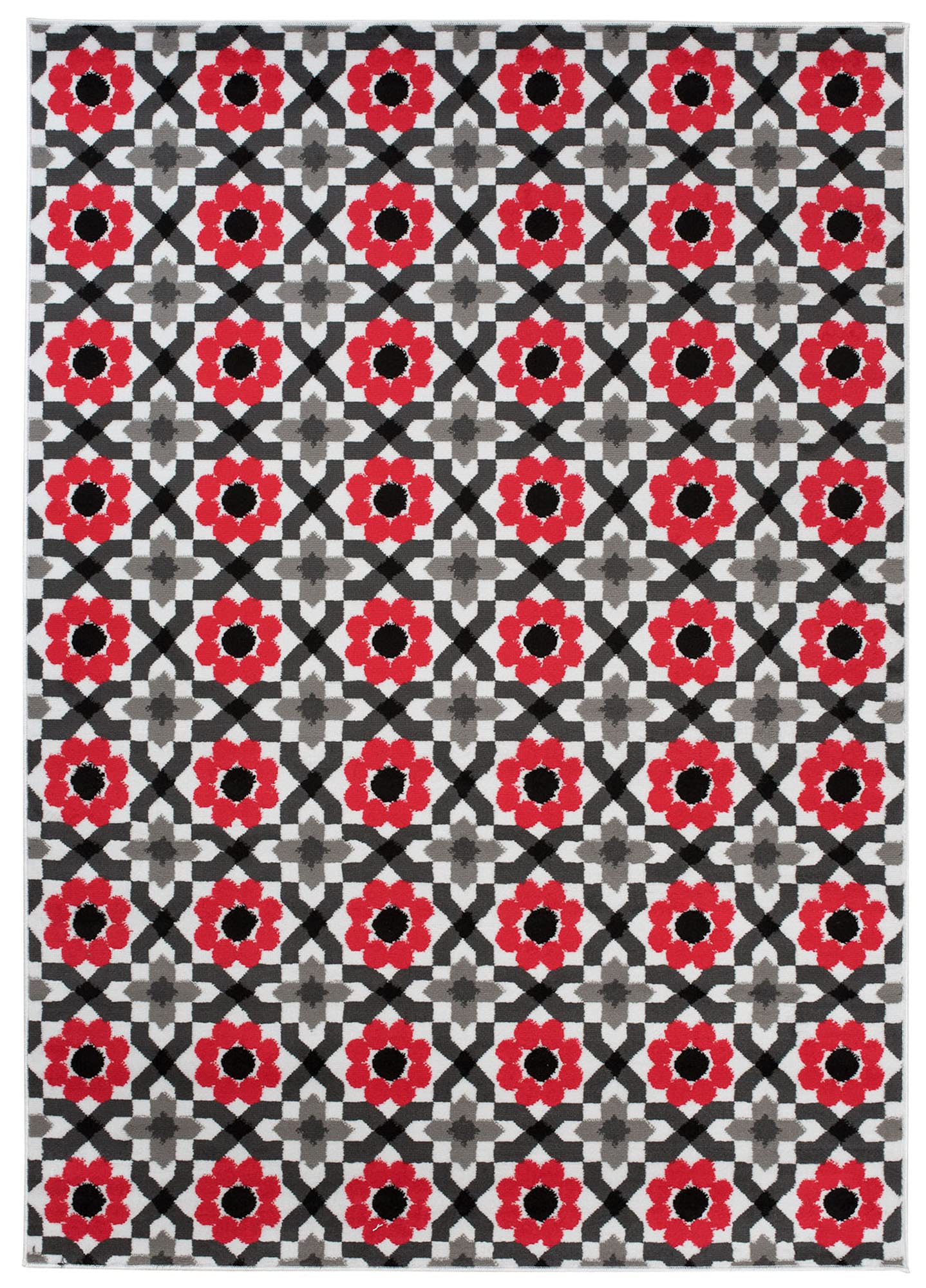 TAPISO Maya kolekcja dywan z krótkim włosiem, do salonu, nowoczesny, czerwony, szary, biały, czarny, kwiatowy, mozaika, geometryczny, sypialnia, jadalnia, Ökotex 160 x 230 cm