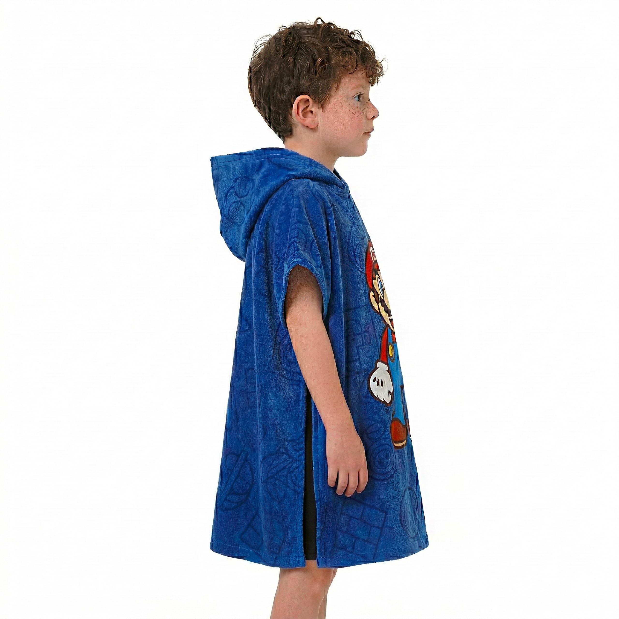 SUPER MARIO BROS Garçons Jeux Serviette à Capuche Poncho Maillots de Bain pour Enfants Taille Unique Bleu
